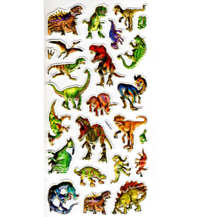 Sticker Kabartmalı Yaldızlı Stiker Çıkartma Etiket (Haa041)-23x12 cm- Vahşi Dinozorlar