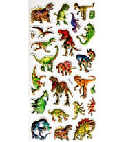 Sticker Kabartmalı Yaldızlı Stiker Çıkartma Etiket (Haa041)-23x12 cm- Vahşi Dinozorlar
