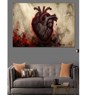 Kanayan Kalp Anatomik Sanat Çalışması Dekoratif Kanvas - Mdf Ahşap Tablo
