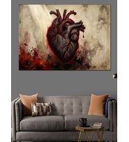 Kanayan Kalp Anatomik Sanat Çalışması Dekoratif Kanvas - Mdf Ahşap Tablo