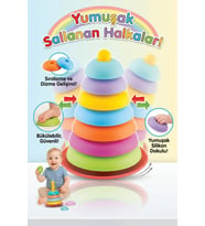 Yumuşak Sallanan Halkalar Eğitici Kule Dizme Bebek Oyuncağı Bükülebilir 12+ Ay