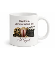 Sinema Sever İçin Mesajlı Hediyelik Baskılı Kupa Bardak Film Gecesi Hediyesi