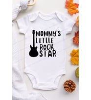 Unisex Bebek Mommy Rock Star Desenli Kısa Kol Body