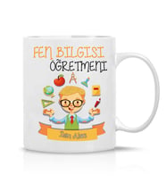 Fen Bilgisi Öğretmeni Tasarım İsim Yazılı Hediye Çay Kahve Kupa Bardak-Fen Öğretmeni3