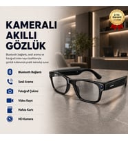 Kameralı Akıllı Gözlük Bluetooth Sesli Arama Fotoğraf ve Video Kayıtlı Hafıza Kartı Destekli