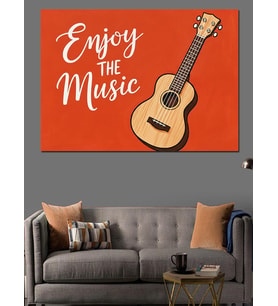 "Enjoy The Music" Gitar Dekoratif Kanvas - Mdf Ahşap Tablo
