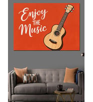 "Enjoy The Music" Gitar Dekoratif Kanvas - Mdf Ahşap Tablo