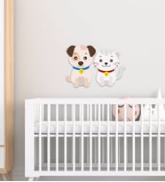 BK Gift Sevimli Kedi ve Köpek Tasarımlı Çocuk Odası Ahşap Duvar Süsü-1 (Beyaz)