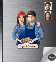 Kişiye Özel Pastacı Sevgili Ahşap Magnet -2