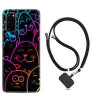 Samsung A02S A03S A10 A12 A13 A21S A22 Kılıf Boyun Askılı Silikon Neon Cats 1790