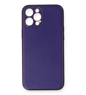 Durukar® iPhone 12 Pro Kılıf Coco Deri Silikon Kapak - Mor