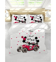 Adenkahome Minnie and Mouse Desen Çift Taraf Baskılı Çift Kişilik Nevresim Seti