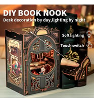 Count Cat Study - CUTEBEE Book Nook Kiti, Kendin Yap Oyuncak Bebek Evleri, Minyatür Ev Kiti, LED Işıklı, Booknook Evleri, Yetişkinler Için Model Yapı Setleri (SD03B-AMZ01)