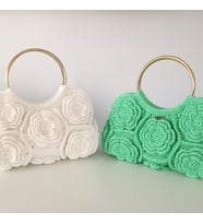 Çiçekli El Çanta (Mint Yeşili)