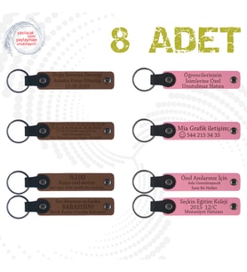 A Kahve & Pembe, Kimya Öğretmeninden Öğrencilere Anı, 8’li Set, Kişiye Özgü Mesajlı Deri Hediyelik