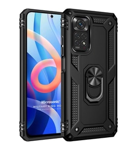 Microsonic Xiaomi Note 11 Pro 5G Kılıf Military Ring Holder Siyah