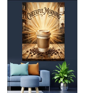 Cheerful Morning Kahve Kupası Dekoratif Kanvas - Mdf Ahşap Tablo