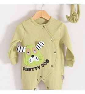 3-18 Ay Pretty Dog Kız Bebek Tulumu Bandanalı Yeşil