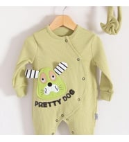 3-18 Ay Pretty Dog Kız Bebek Tulumu Bandanalı Yeşil