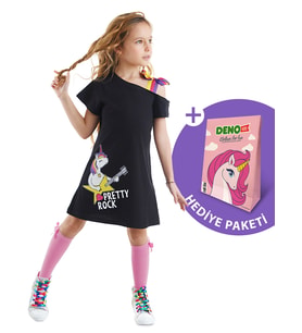 Unicorn Rock Kız Çocuk Siyah Elbise