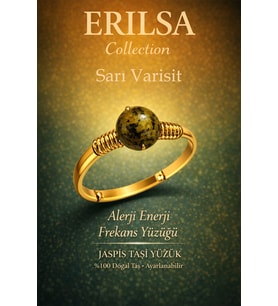 Sertifikalı Alerji Enerji Frekans Yüzüğü – Sarı Varisit Taşı Ayarlamalı Gold İnce Kasa Başak Boğa (Çok Renkli)
