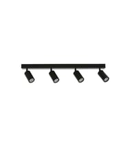 Rsylight Metal Modern Spor 4 Lü Siyah  Mafsallı Led Spot Avize Günışığı Ampullü