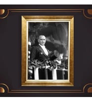 Özel Seri Paspartulu Çerçeveli Atatürk Tablo l793 (Gold)