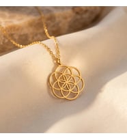 Kişiye Özel 925 Ayar Gümüş Yaşam Çiçeği Model Şık Kolye (Gold)
