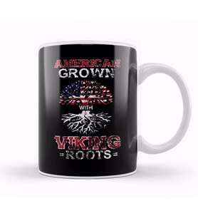 Vintage American Grown With Viking Roots Norse Kupa Bardak Porselen