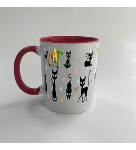 Cat Love Baskılı Kırmızı Mega Kupa