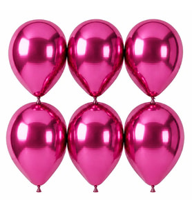 Fuşya Renk Lateks krom Balon (30 cm) - 6 Adet