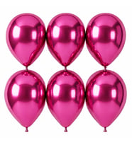 Fuşya Renk Lateks krom Balon (30 cm) - 6 Adet