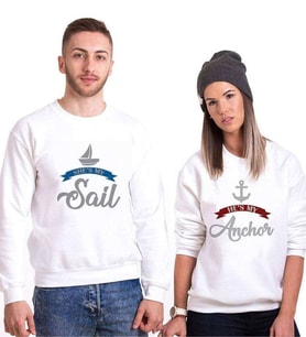 Tshirthane Sail Anchor Sevgili Kombinleri Sweatshirt Kombini (Tek Ürün Fiyatıdır.)