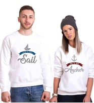 Tshirthane Sail Anchor Sevgili Kombinleri Sweatshirt Kombini (Tek Ürün Fiyatıdır.)