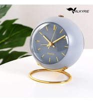 Valkyrie Akar Saniyeli Işıklı Metal Gold Dijital Masa Saati Alarmlı Mavi