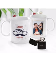 BK Gift Kişiye Özel Babalar Günü Hediyesi Fotoğraflı Kupa Bardak ve Benzinli Çakmak Seti-35 (Model 1)