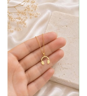 Kişiye Özel Kulaklık Figürlü Kolye 925K Gümüş (Gold)