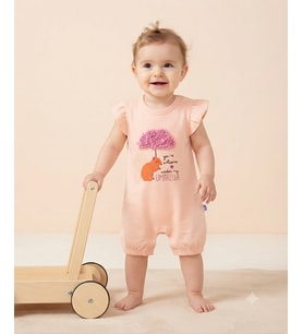 Kız Bebek Şemsiyeli Sincap Baskılı Salopet - 6-9 AY / PEMBE