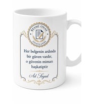 Noter Başkatibine Özel Onay Mührü İmza Tasdik Temalı Hediye Kupa Bardak