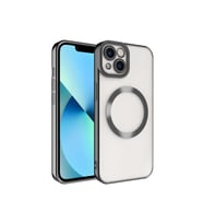 Apple iPhone 13 Pro Max Uyumlu Kılıf M-safe Wireless Şarj Özellikli Zore Setro Silikon (Siyah)