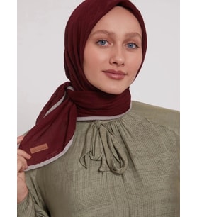 Mismara Müslin Biyeli Eşarp Bordo