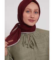 Mismara Müslin Biyeli Eşarp Bordo