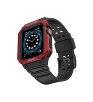 Apple Watch 42mm Kr401 Silikon Kordon - Siyah-kırmızı