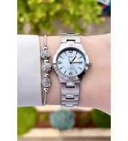 Casio CSISTE17 Kadranı Mavi Kordonu Gümüş Renk Hediye Paketli Kadın Kol Saati ve Bileklik