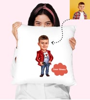 Karizmatik Erkek Çocuk Karikatürlü Kişiye Özel Yastık