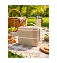 2 Katlı Paslanmaz Çelik Yemek Kabı Bento Sefer Tası 1300 ml