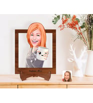 BK Gift Kişiye Özel Kadın Karikatürlü Ahşap Standlı 3D Biblo-104 (Beyaz)