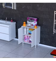 Modilayn SÖKE Küçük Alanlar İçin Akıllı Çözümler 60x75x32,5 cm’ lik 2 Kapaklı 2 Göz Raf Dolap
