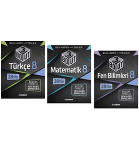 TUDEM YAYINLARI 8.SINIF LGS 3 BOYUT TÜRKÇE - MATEMATİK - FEN BİLİMLERİ BECERİ TEMELLİ SORU BANKASI