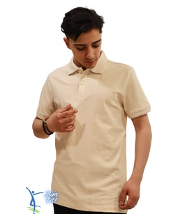 Erkek Slim Fit Dar Kesim Pamuklu Yumuşak Doku Nefes Alan Kumaş Kıvrılmaz Yaka Haki Polo Yaka Tişört (Bej)